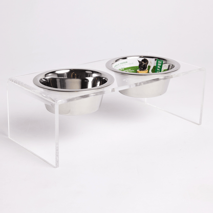 Dog and Pet Stuff Acrylic Double Feeder - Clear