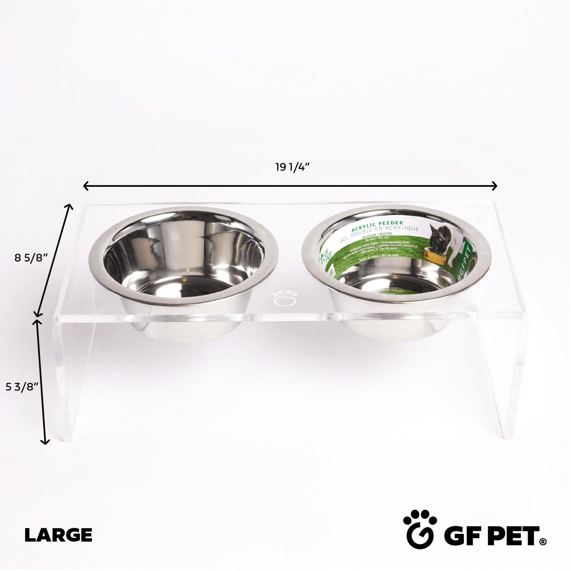 Dog and Pet Stuff Acrylic Double Feeder - Clear