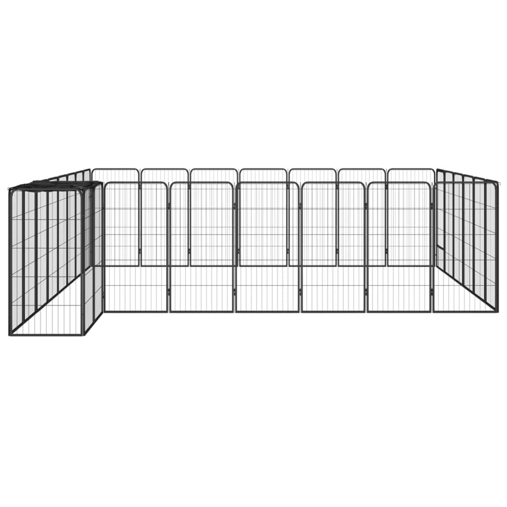 Dog and Pet Stuff Black 30-Panel Dog Playpen Black 19.7"x39.4" Powder-coated Steel