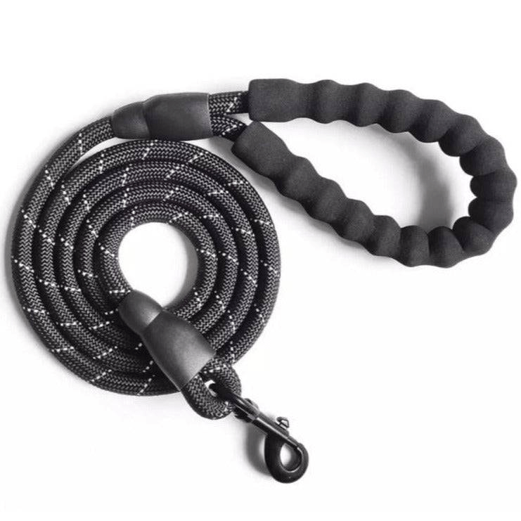 Dog and Pet Stuff Black 5FT Rope Leash w/ Comfort Handle
