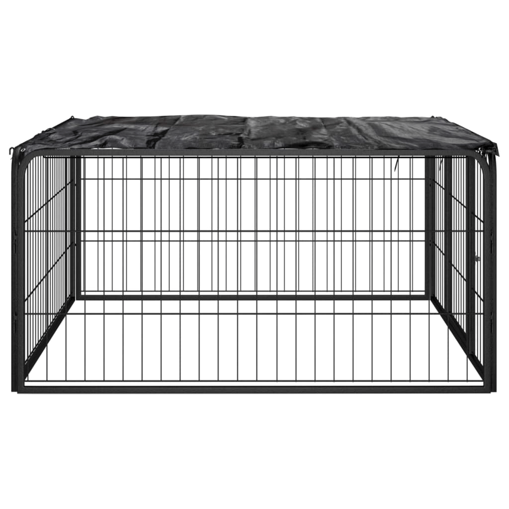 Dog and Pet Stuff Black Dog Playpen 4 Panels Black 39.4"x19.7" Powder-coated Steel