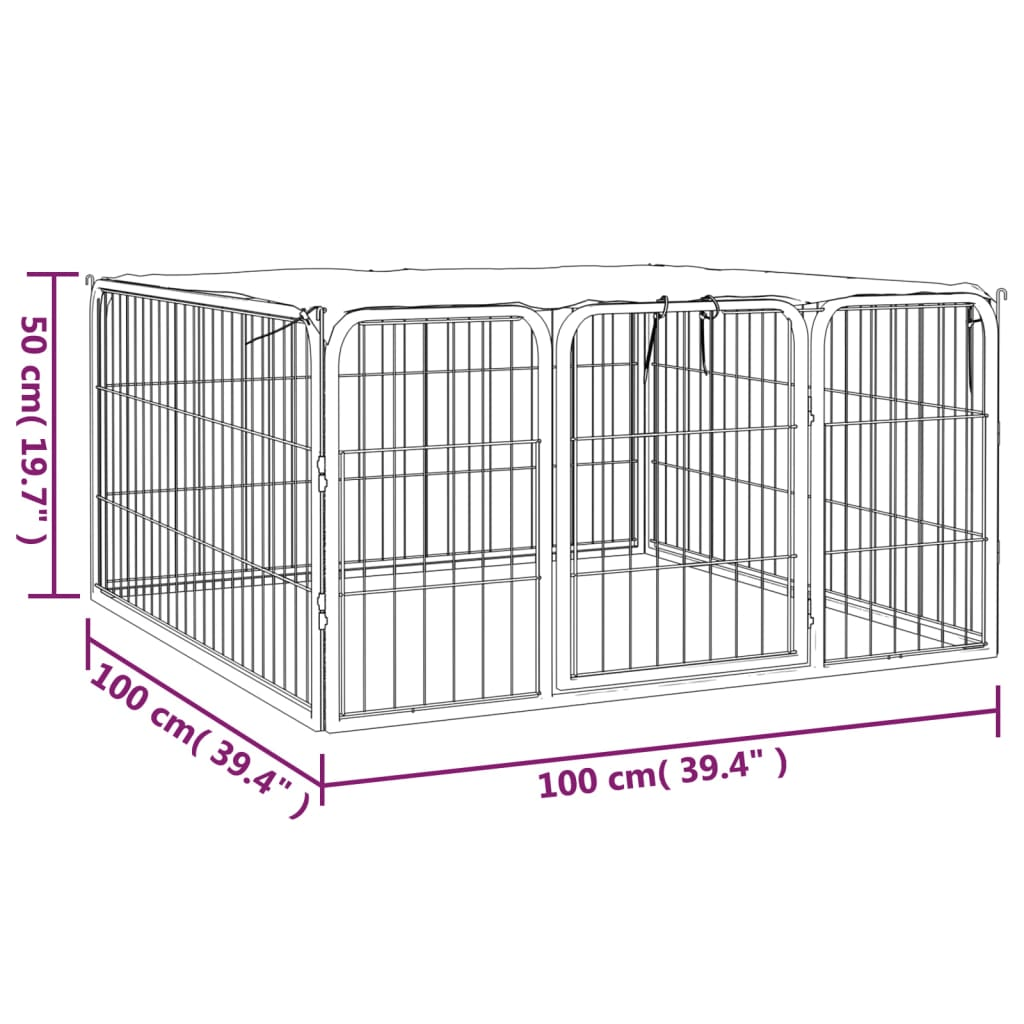 Dog and Pet Stuff Black Dog Playpen 4 Panels Black 39.4"x19.7" Powder-coated Steel