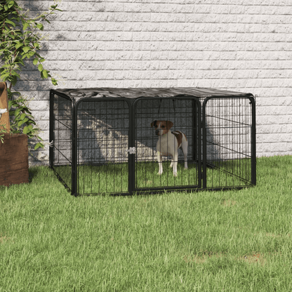 Dog and Pet Stuff Black Dog Playpen 4 Panels Black 39.4"x19.7" Powder-coated Steel