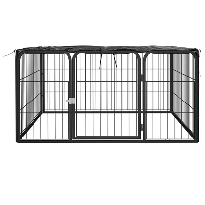 Dog and Pet Stuff Black Dog Playpen 4 Panels Black 39.4"x19.7" Powder-coated Steel