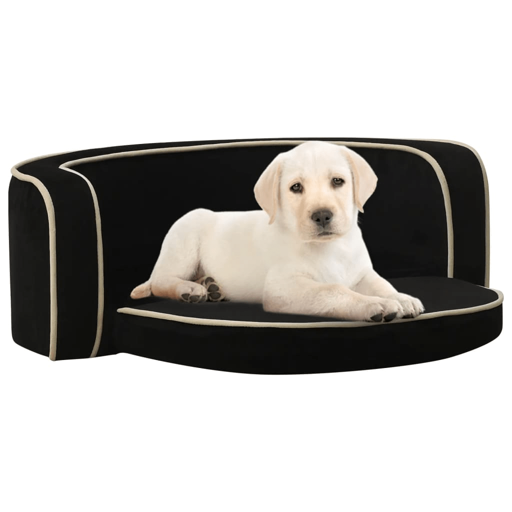 Dog and Pet Stuff Black Foldable Dog Sofa Black 28.7"x26.4"x10.2" Plush Washable Cushion