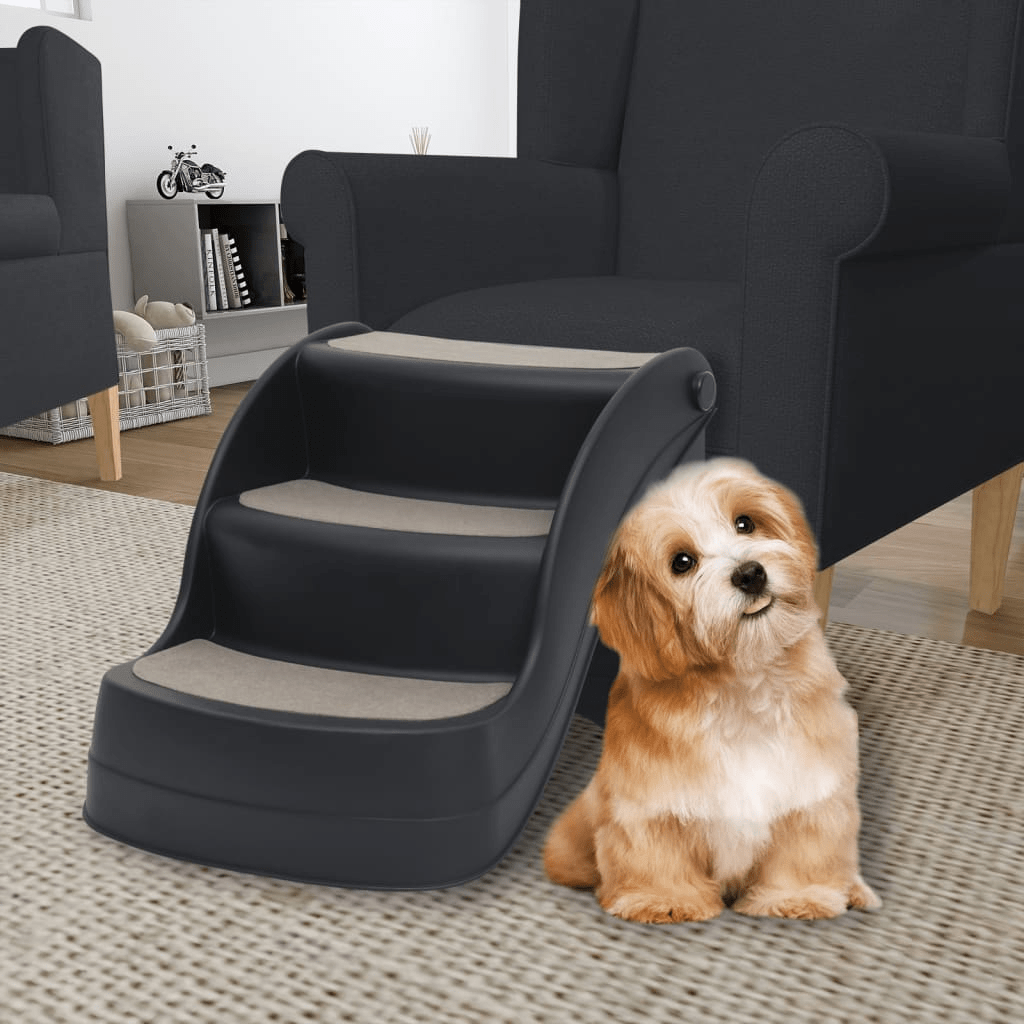 Dog and Pet Stuff Black Folding 3-Step Dog Stairs Black