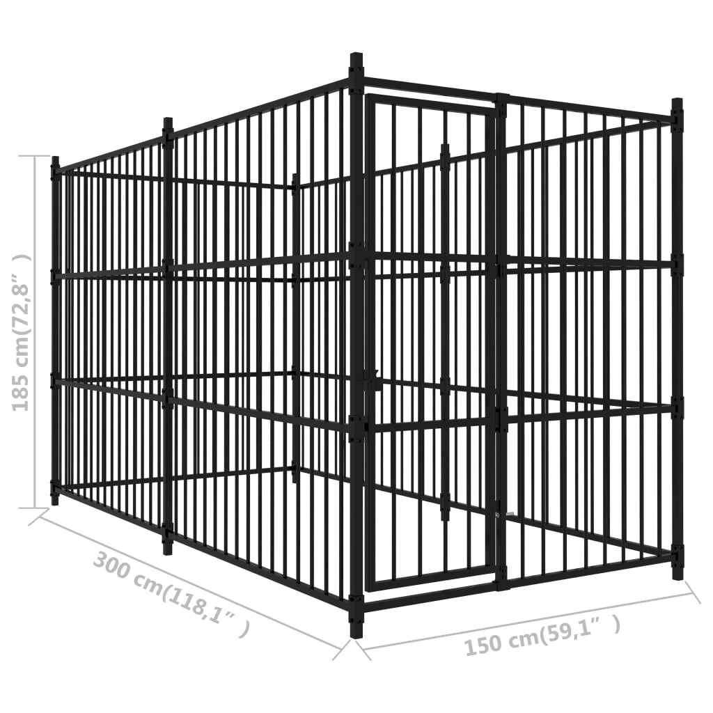 Dog and Pet Stuff Black Outdoor Dog Kennel 118.1"x59.1"x72.8"