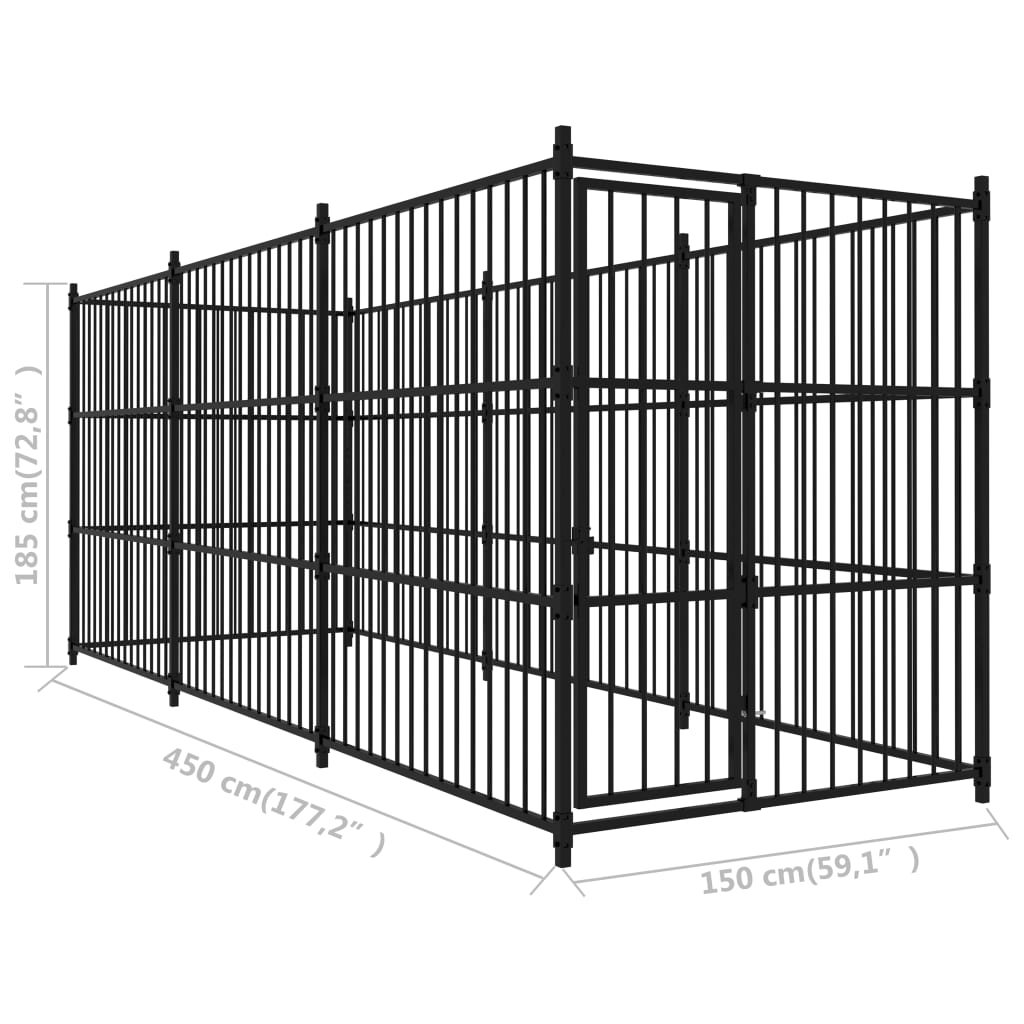 Dog and Pet Stuff Black Outdoor Dog Kennel 177.2"x59.1"x72.8"