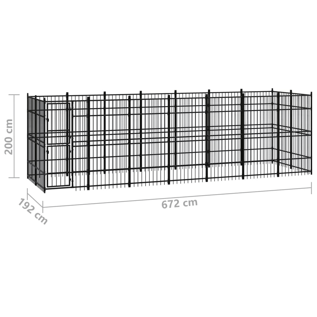 Dog and Pet Stuff Black Outdoor Dog Kennel Steel 138.9 ft²