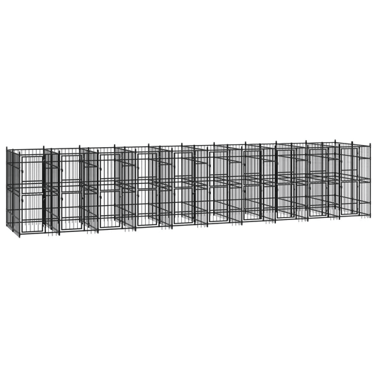 Dog and Pet Stuff Black Outdoor Dog Kennel Steel 198.4 ft²