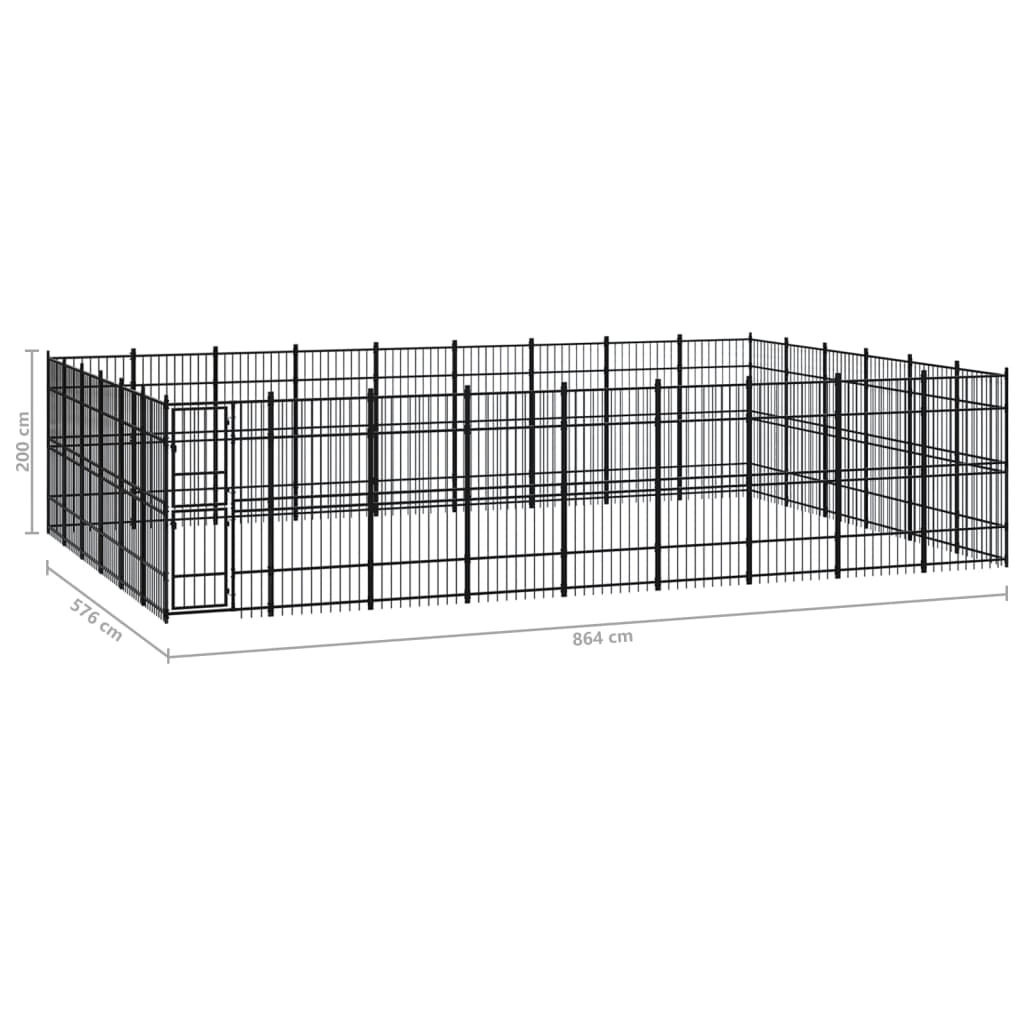 Dog and Pet Stuff Black Outdoor Dog Kennel Steel 535.7 ft²