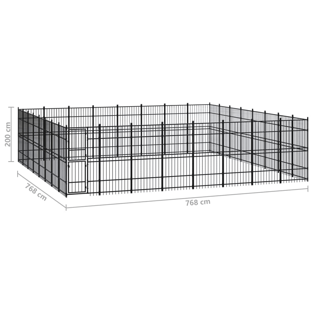 Dog and Pet Stuff Black Outdoor Dog Kennel Steel 634.9 ft²