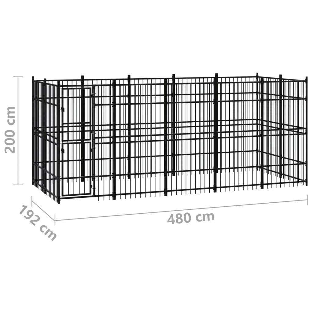 Dog and Pet Stuff Black Outdoor Dog Kennel Steel 99.2 ft²