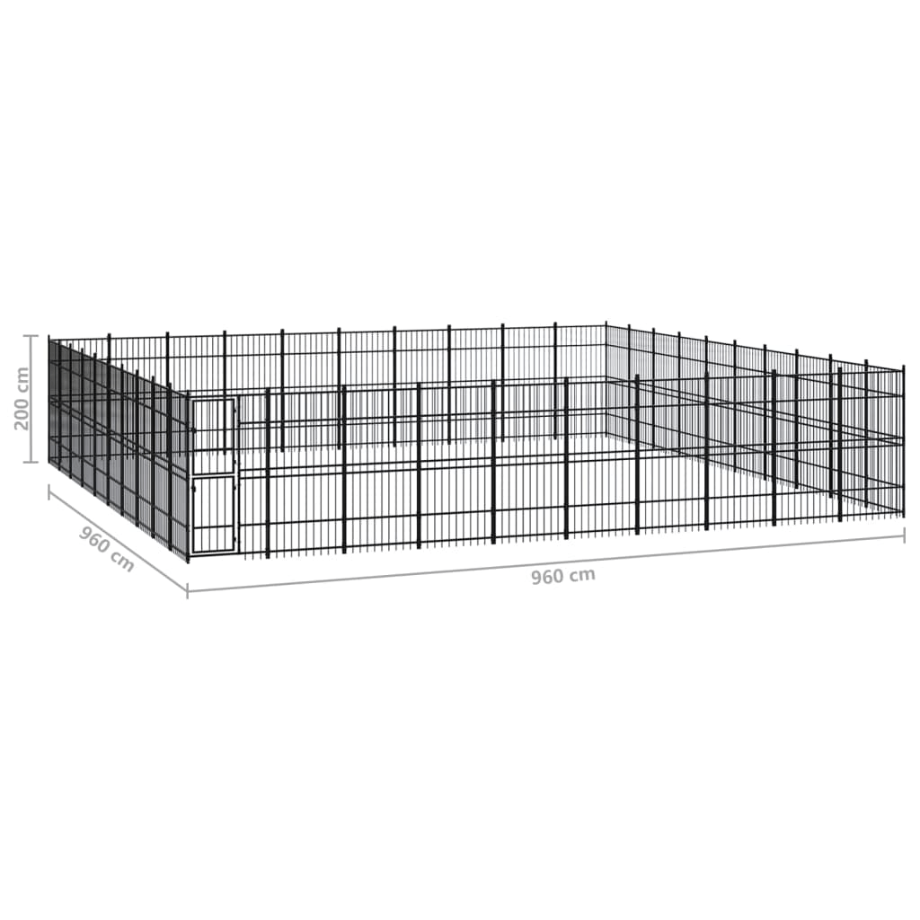 Dog and Pet Stuff Black Outdoor Dog Kennel Steel 992 ft²