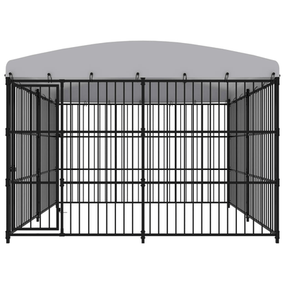 Dog and Pet Stuff Black Outdoor Dog Kennel with Roof 118.1"x118.1"x82.7"