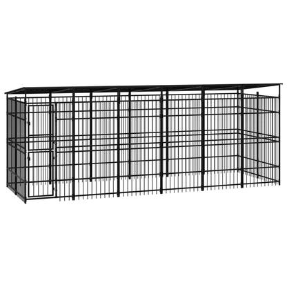 Dog and Pet Stuff Black Outdoor Dog Kennel with Roof Steel 119 ft²