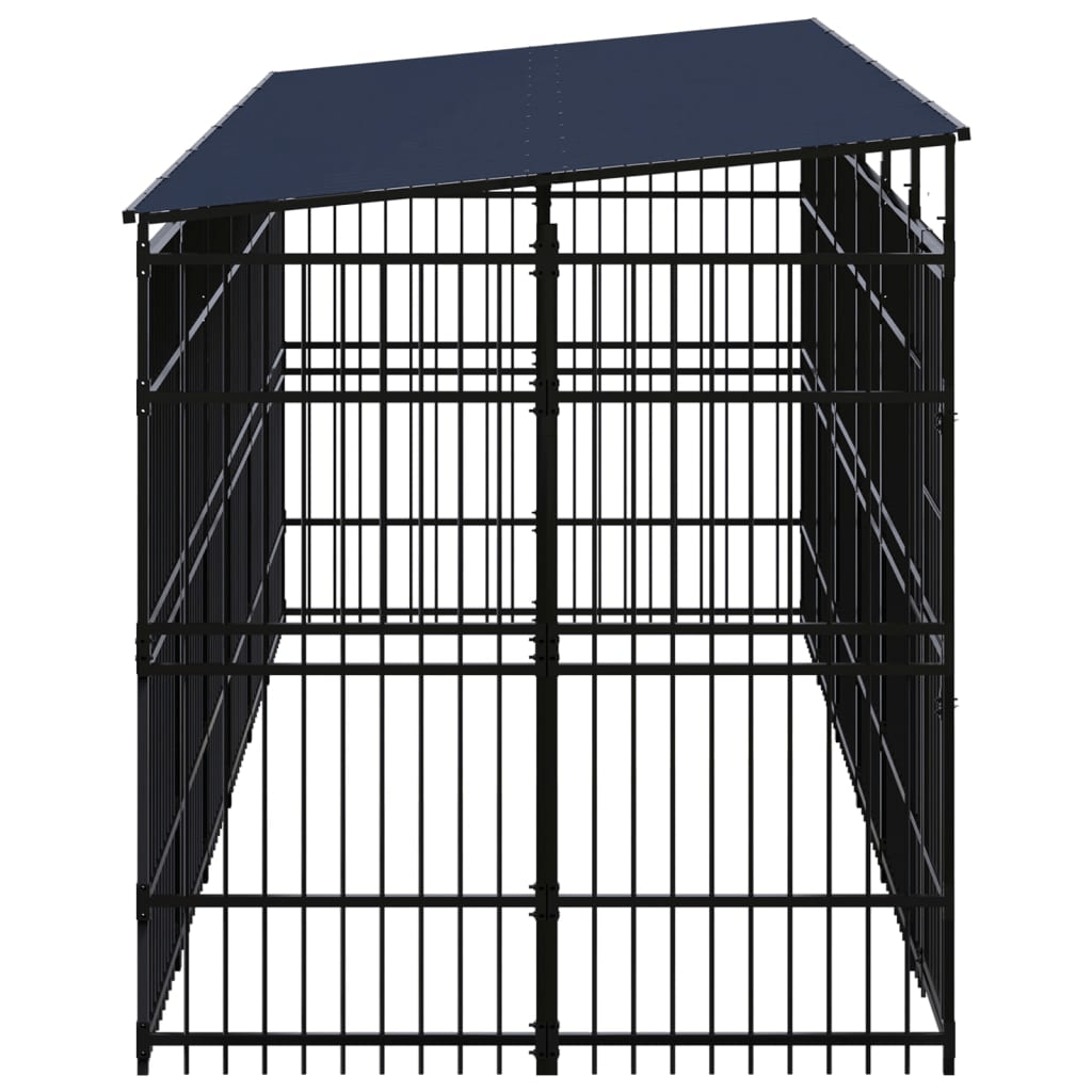 Dog and Pet Stuff Black Outdoor Dog Kennel with Roof Steel 119 ft²