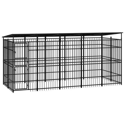 Dog and Pet Stuff Black Outdoor Dog Kennel with Roof Steel 99.2 ft²