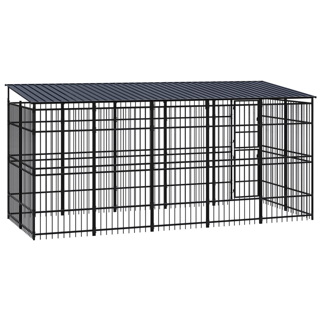 Dog and Pet Stuff Black Outdoor Dog Kennel with Roof Steel 99.2 ft²