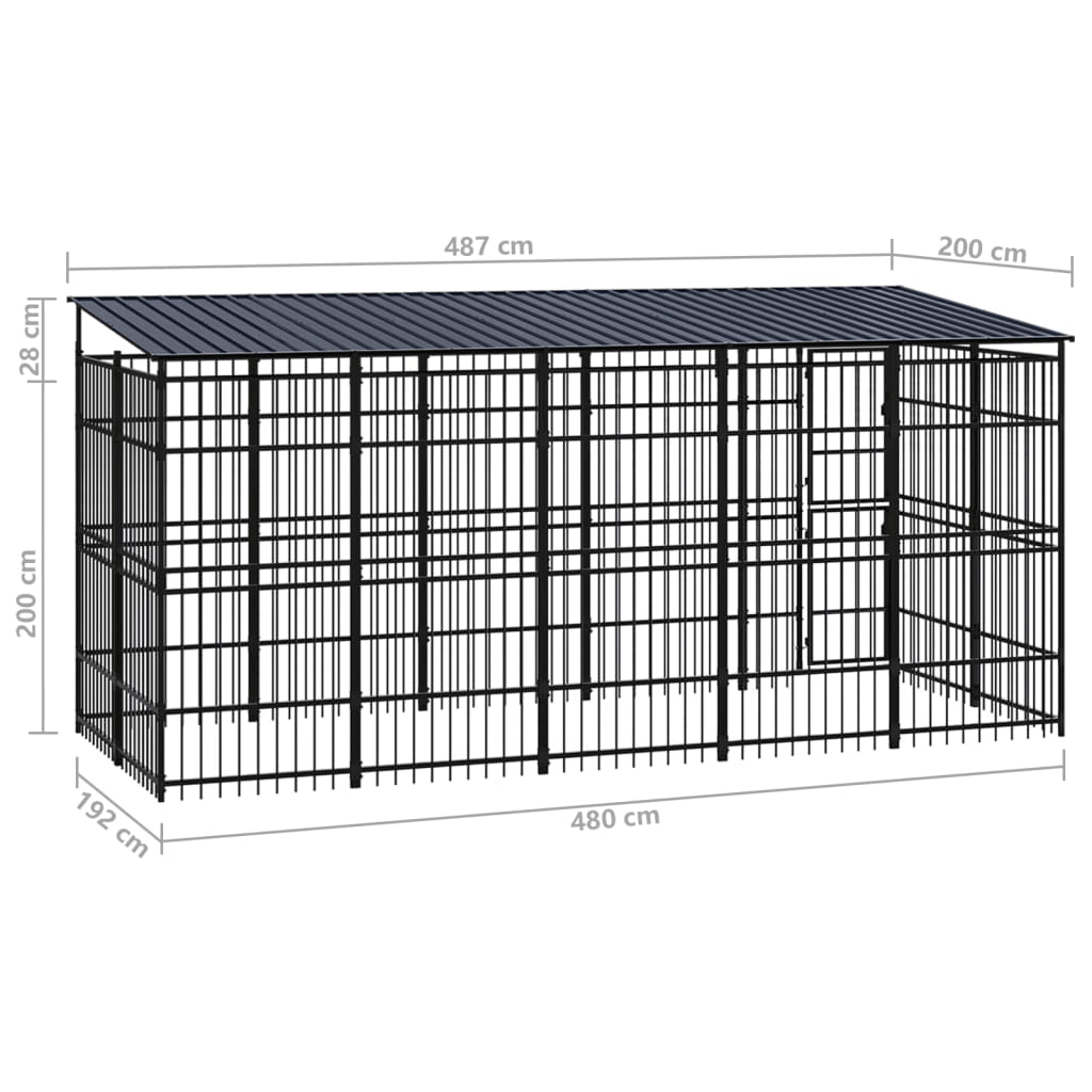 Dog and Pet Stuff Black Outdoor Dog Kennel with Roof Steel 99.2 ft²