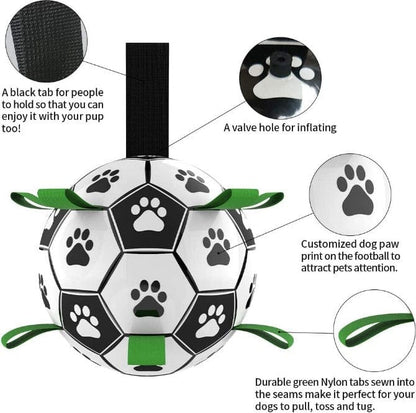 Dog and Pet Stuff Black / White Interactive Dog Football Toy