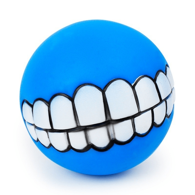 Dog and Pet Stuff Blue Pet Teeth Silicon Chew Ball Toy for Large Breeds
