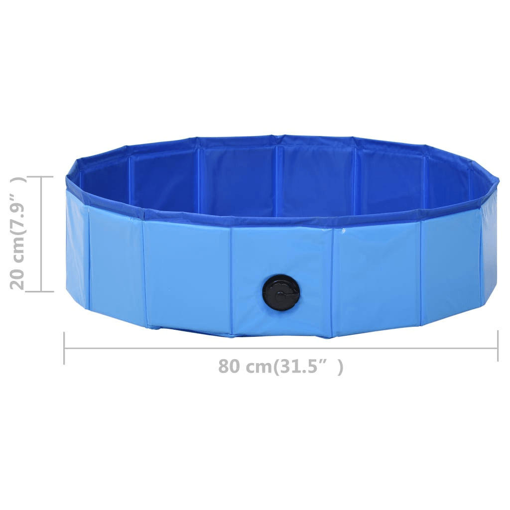 Dog and Pet Stuff Blue vidaXL Foldable Dog Swimming Pool Blue 31.5"x7.9" PVC