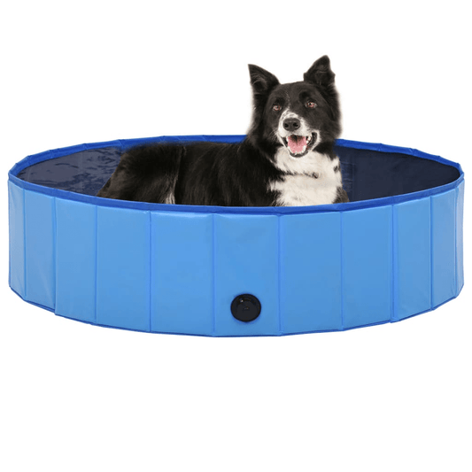 Dog and Pet Stuff Blue vidaXL Foldable Dog Swimming Pool Blue 47.2"x11.8" PVC
