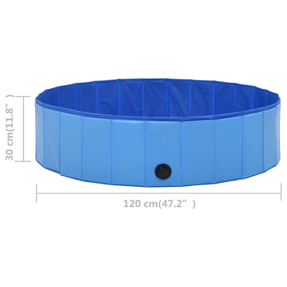 Dog and Pet Stuff Blue vidaXL Foldable Dog Swimming Pool Blue 47.2"x11.8" PVC