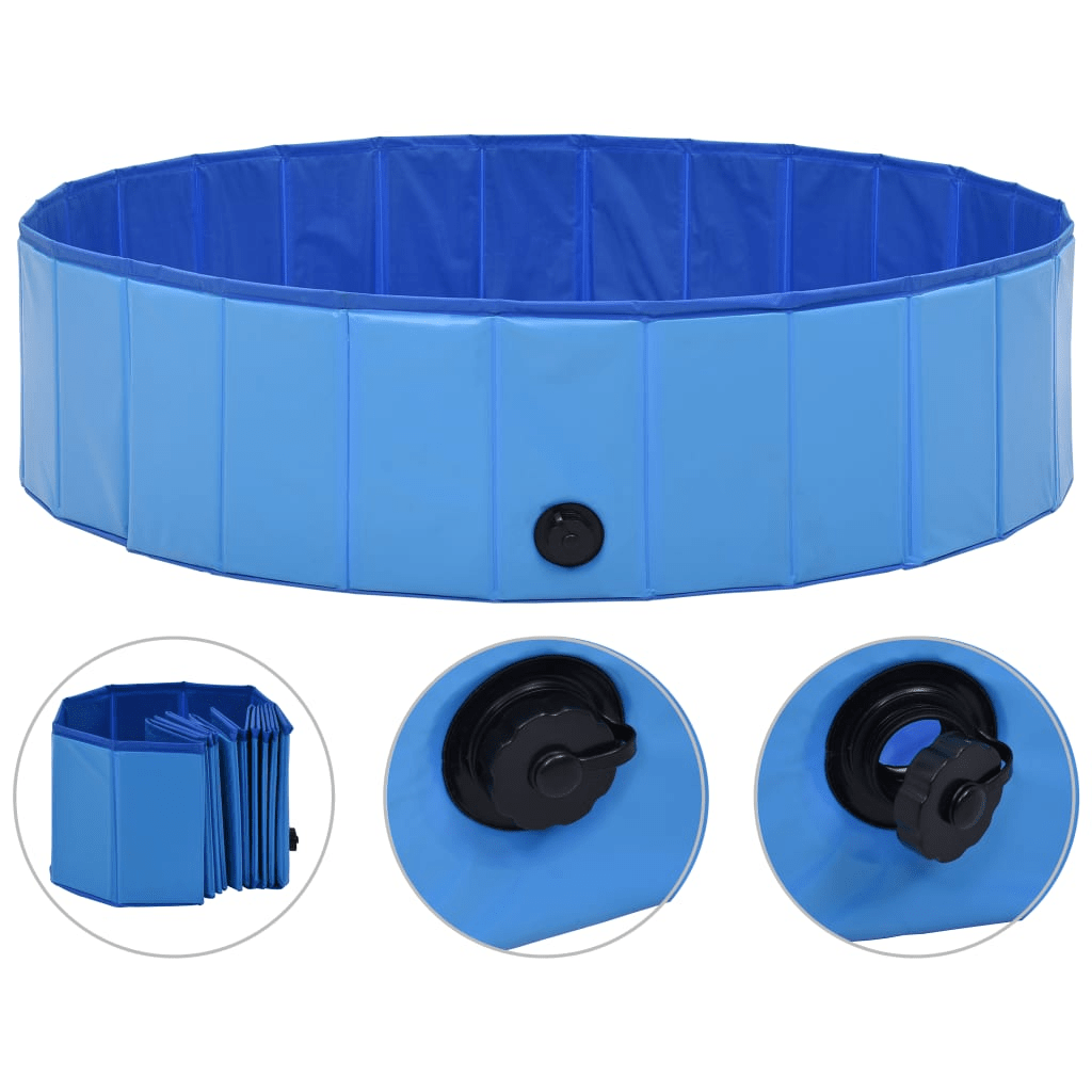 Dog and Pet Stuff Blue vidaXL Foldable Dog Swimming Pool Blue 47.2"x11.8" PVC