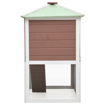 Dog and Pet Stuff Brown Animal Rabbit Cage Double Floor Brown Wood