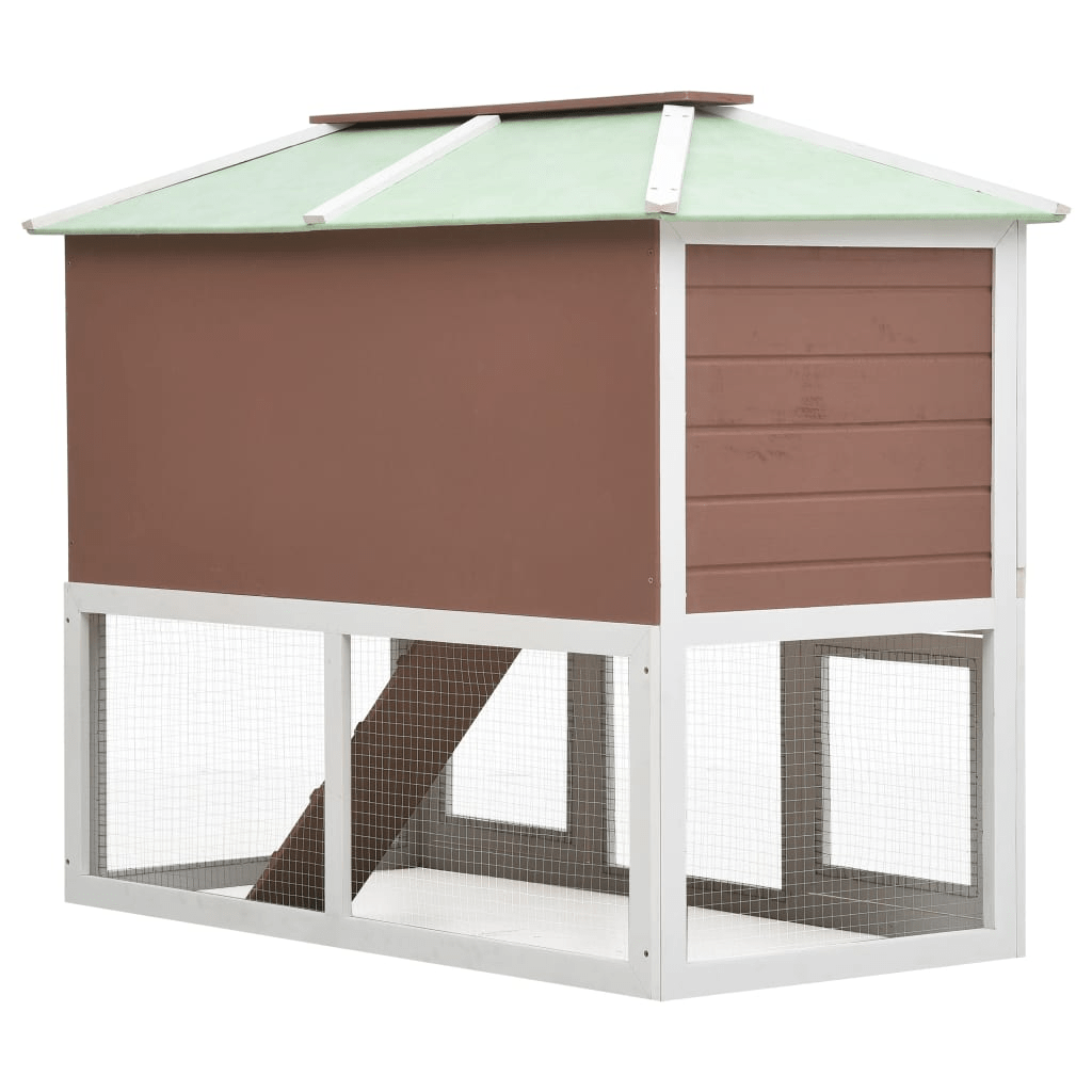 Dog and Pet Stuff Brown Animal Rabbit Cage Double Floor Brown Wood