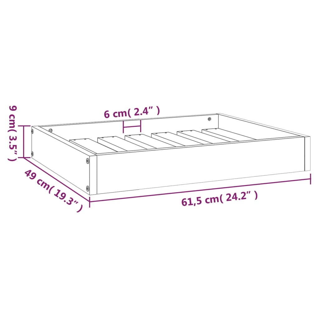 Dog and Pet Stuff Brown Dog Bed 24.2"x19.3"x3.5" Solid Wood Pine