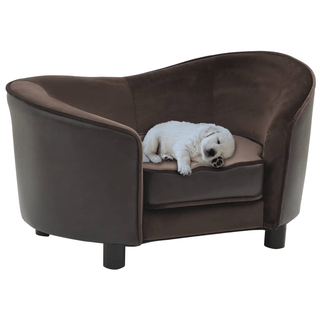 Dog and Pet Stuff Brown Dog Sofa Brown 27.2"x19.3"x15.7" Plush and Faux Leather