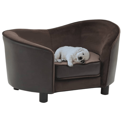 Dog and Pet Stuff Brown Dog Sofa Brown 27.2"x19.3"x15.7" Plush and Faux Leather