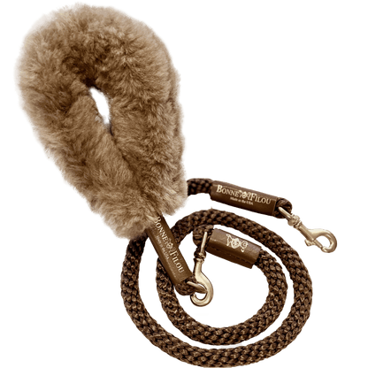 Dog and Pet Stuff Bundle Shearling Fur Grip + Rope Leash for Dogs
