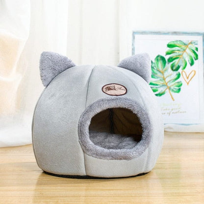 Dog and Pet Stuff Cat Bed Light Grey / L 36x36x38cm Pet Nest with Inside Cushion