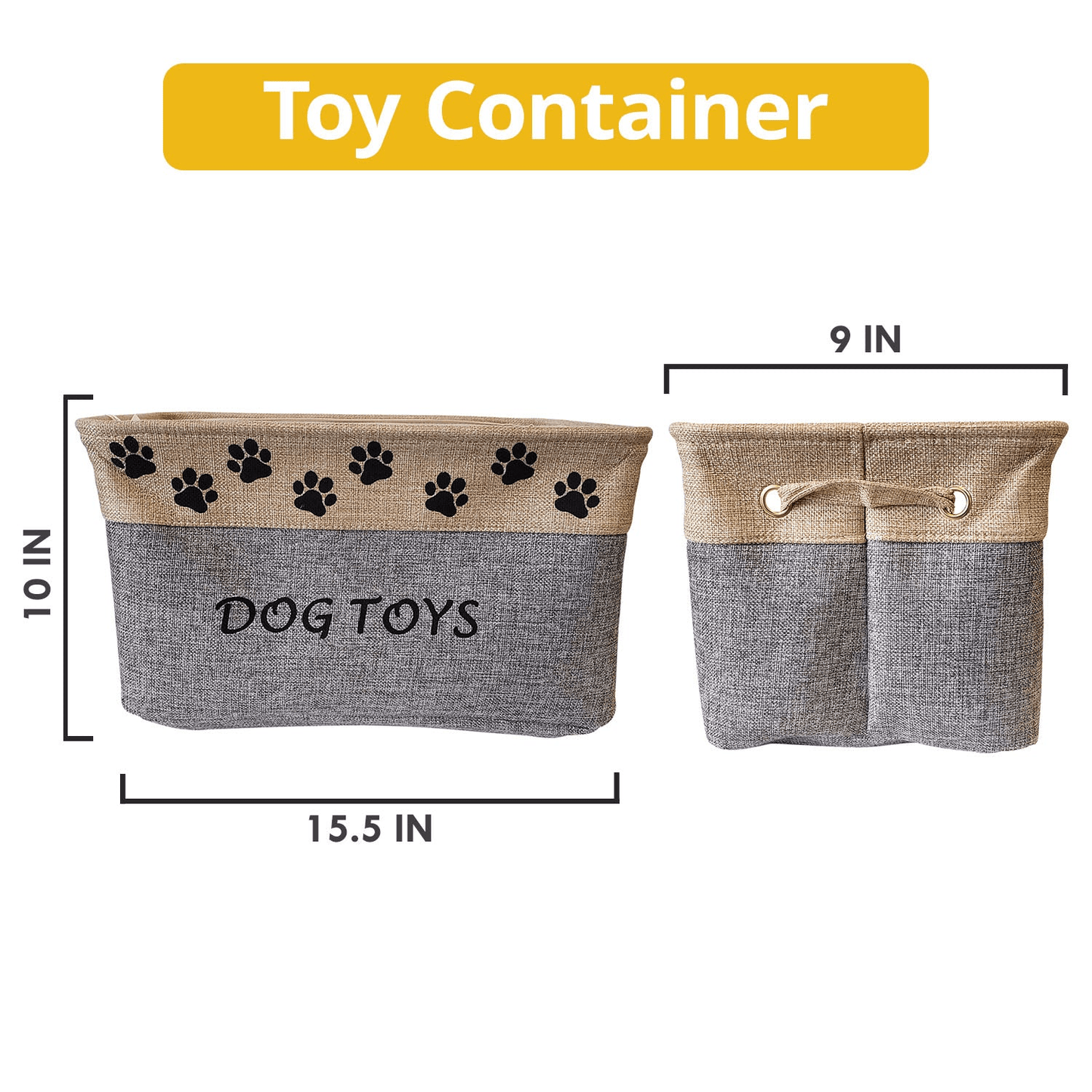 Dog and Pet Stuff Collapsible Fabric Pet Toy Storage Basket - Dog Toy Bin