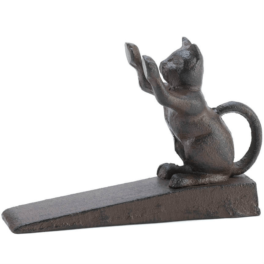 Dog and Pet Stuff Default Cast Iron Paws Up Kitty Cat Door Stopper