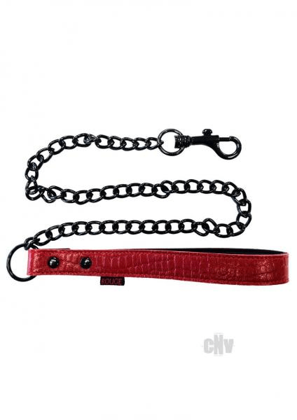 Dog and Pet Stuff Default Rouge Leather Handle Lead Dog Chain Burgundy