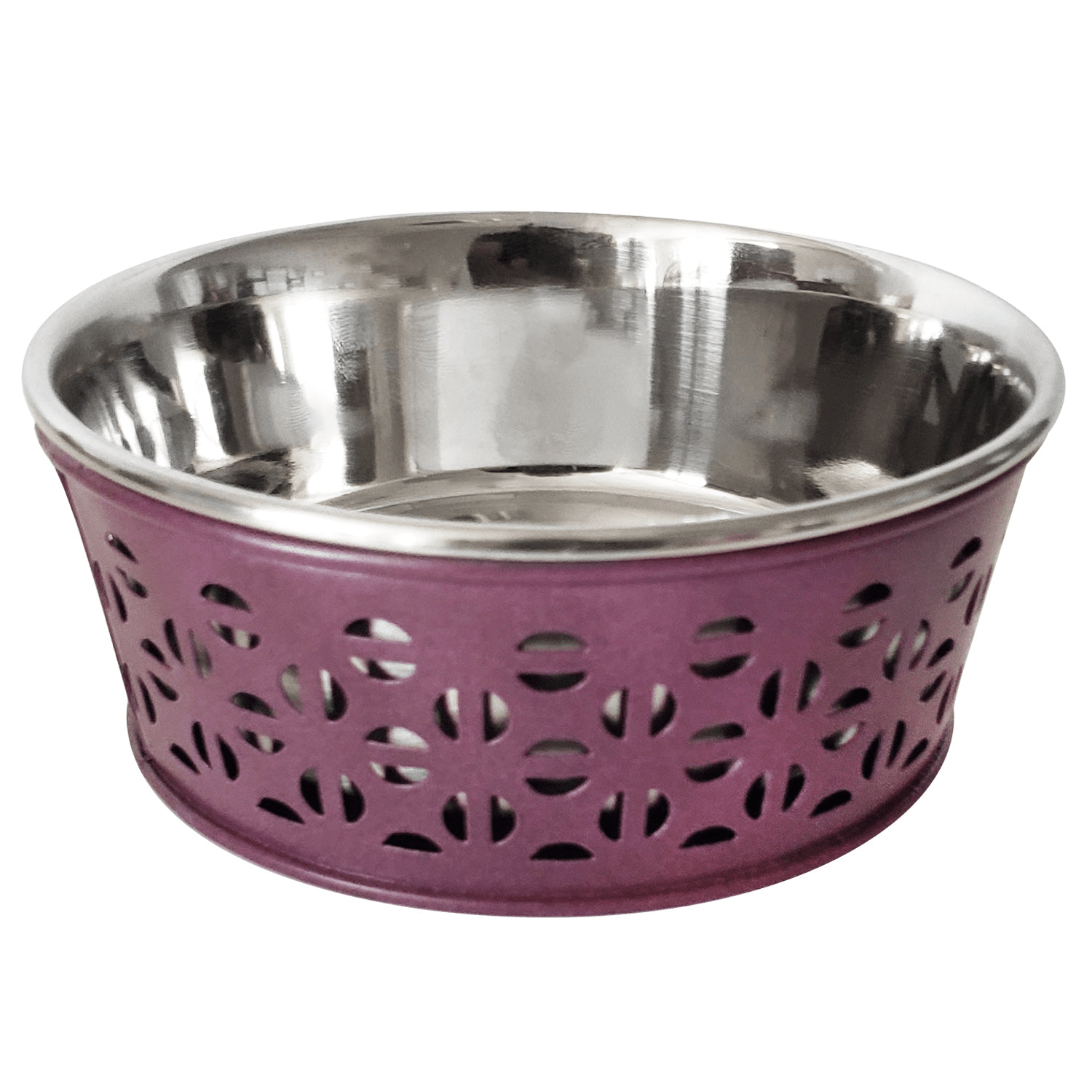 Dog and Pet Stuff Default Stainless Steel Country Farmhouse Dog Bowl, Plum Wine 16 oz