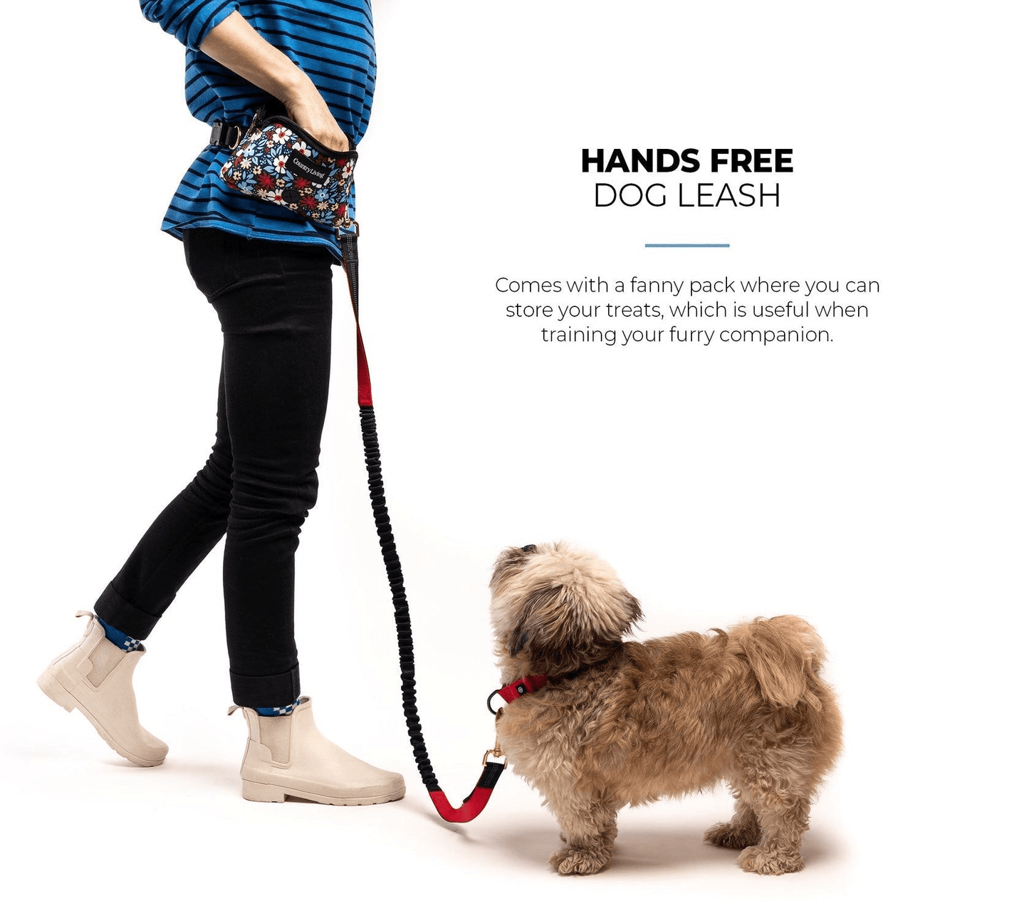 Dog and Pet Stuff Floral Navy Floral Navy Hands Free Dog Leash