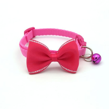 Dog and Pet Stuff Fuchsia Pink Bow and Bell Pet Collar
