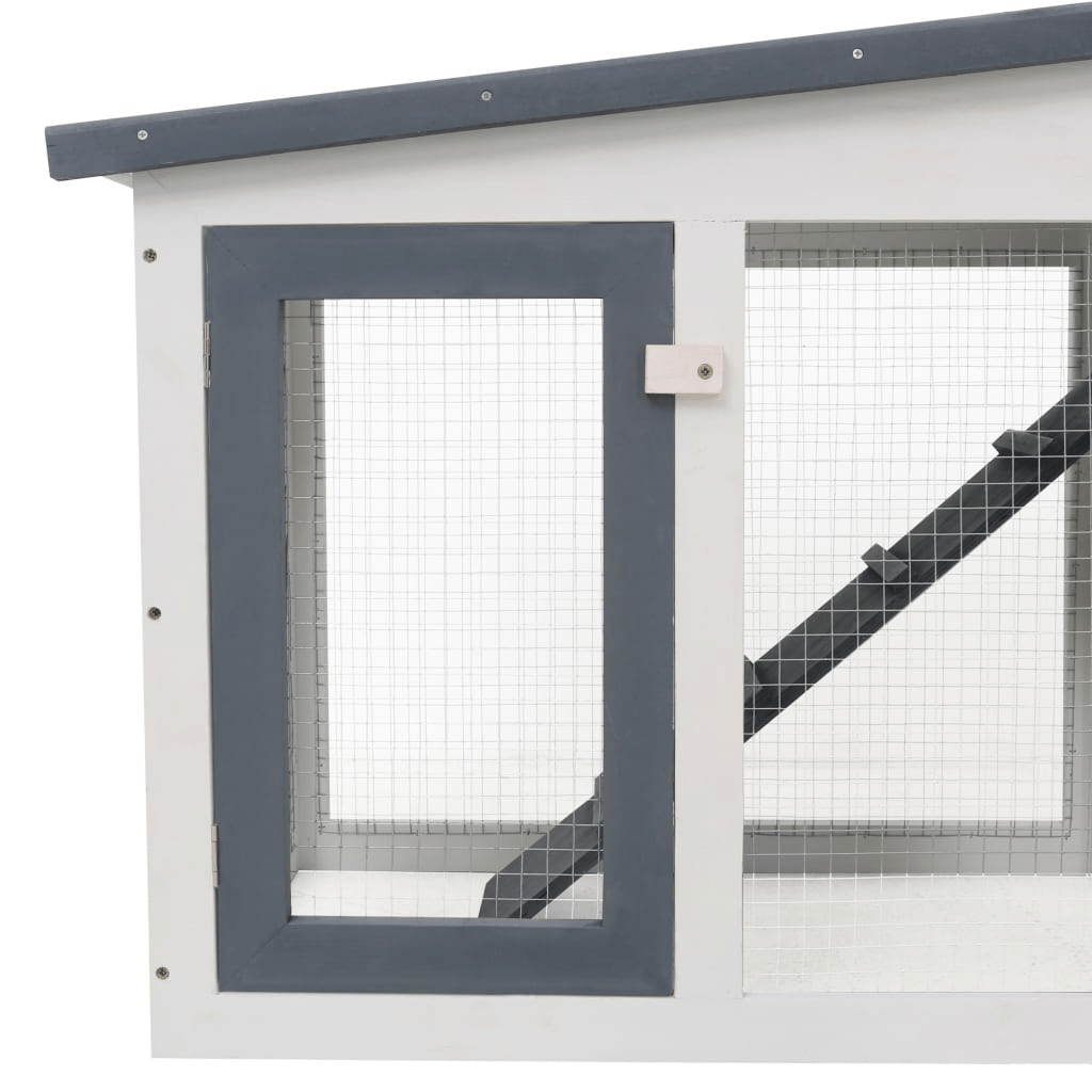 Dog and Pet Stuff Gray Outdoor Large Rabbit Hutch Gray and White 80.3"x17.7"x33.5" Wood