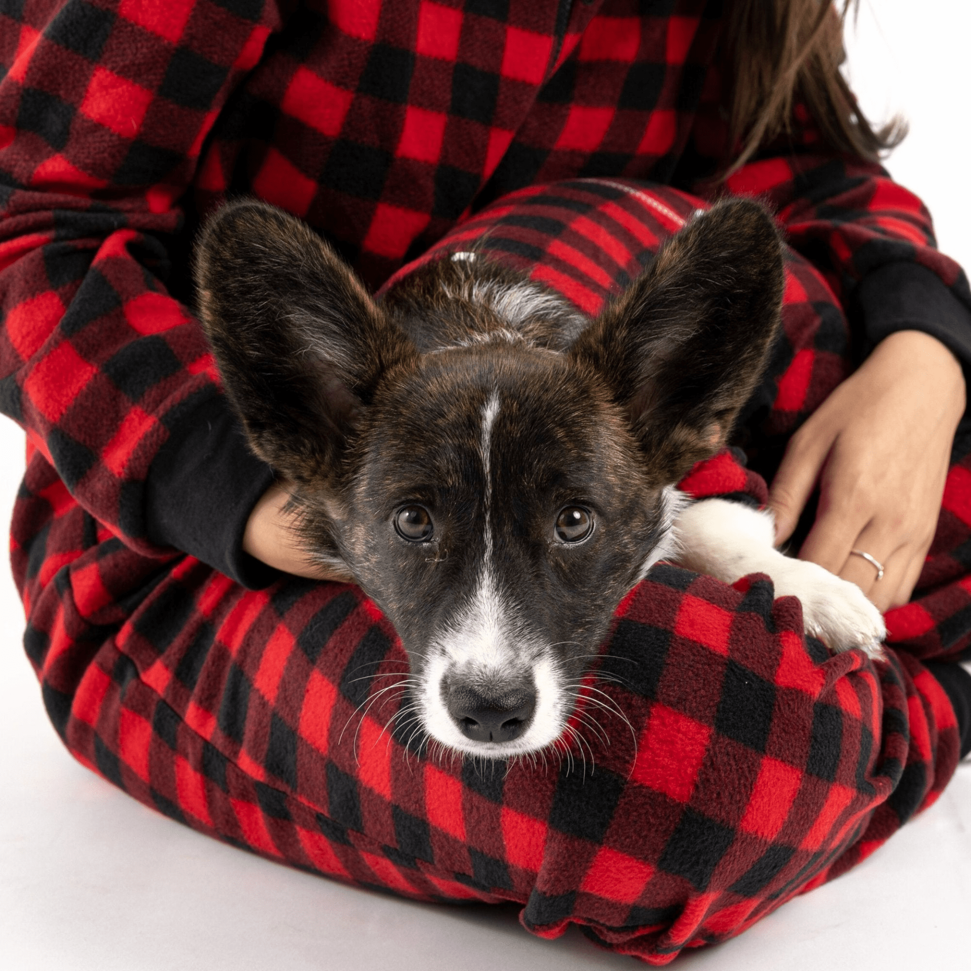Dog and Pet Stuff Matching Human & Dog Onesie - Plaid Red