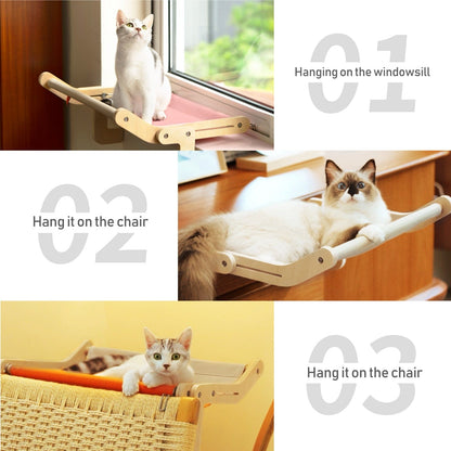 Dog and Pet Stuff Mewoofun Sturdy Cat Window Perch Wooden Assembly Hanging Bed Cotton Canvas Easy Washable Multi-Ply Plywood Hot Selling Hammock