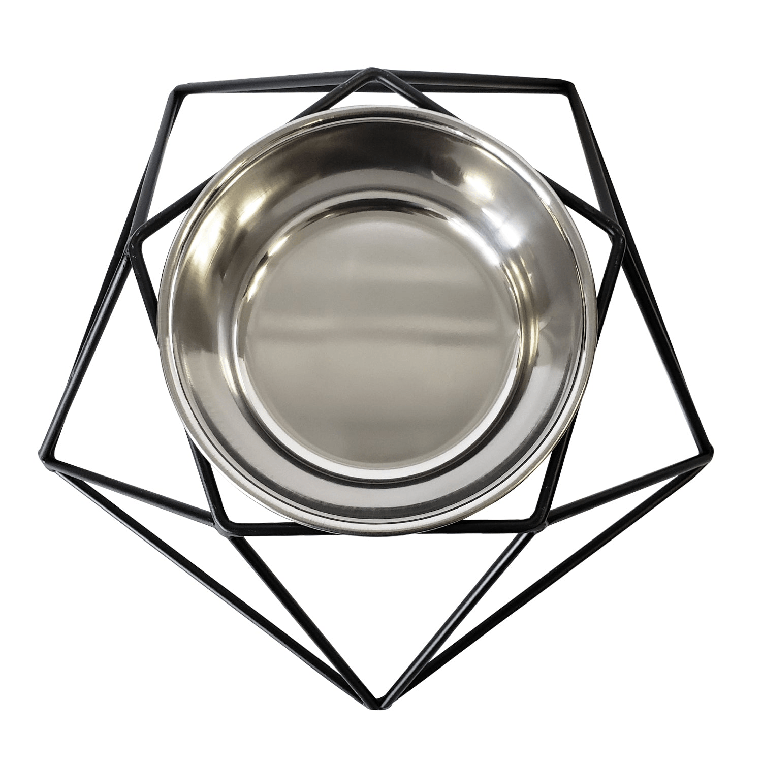 Dog and Pet Stuff Modern Geo Black Elevated Single Dog Feeder