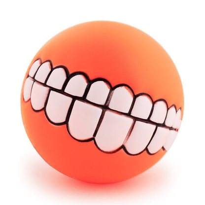 Dog and Pet Stuff Orange Pet Teeth Silicon Chew Ball Toy for Large Breeds
