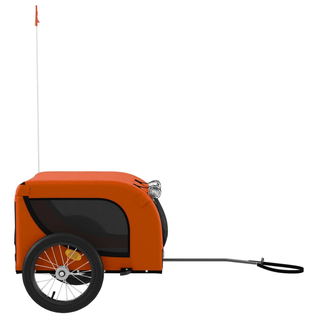 Dog and Pet Stuff Orange vidaXL Pet Bike Trailer Orange and Black Oxford Fabric and Iron