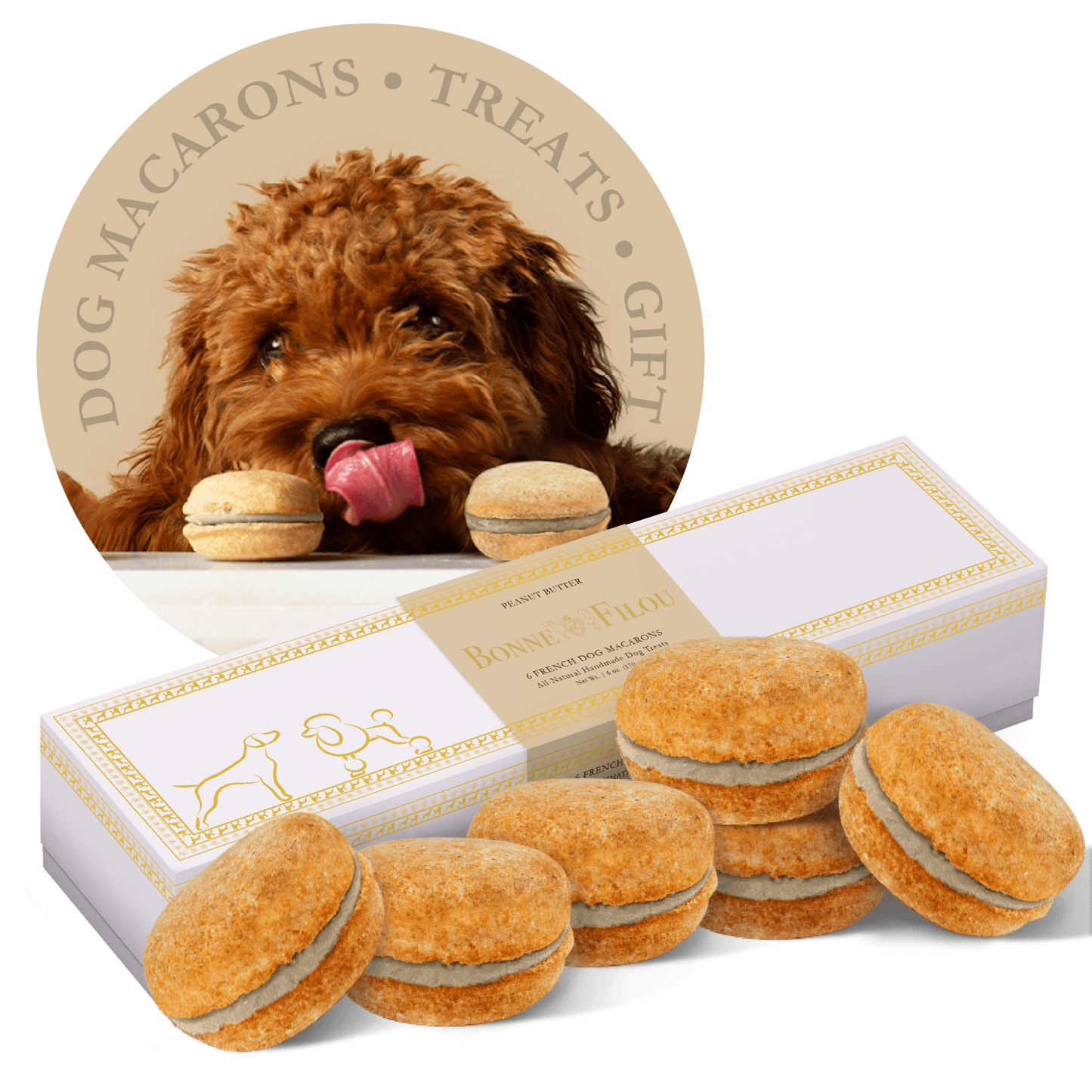 Dog and Pet Stuff Peanut Butter Dog Macarons (Box of 6)